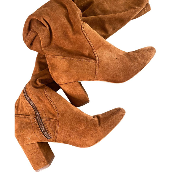 Coconuts Matisse Reginald Suede Over the Knee Block Heel Boots 7.5 Camel Brown - Picture 3 of 6